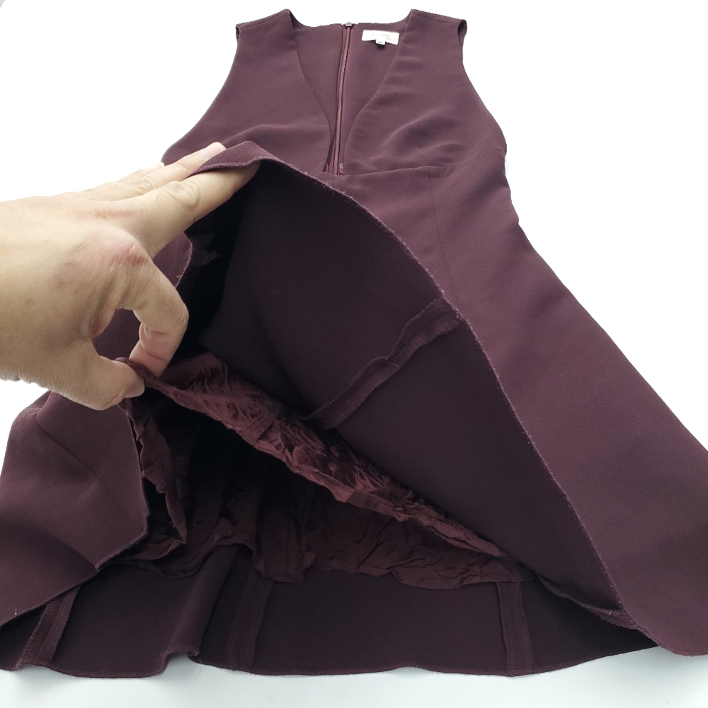 Aritzia Wilfred Montbrun Deep-V Plunge Sleeveless Mini Dress Burgundy/Maroon 4 - Picture 6 of 9